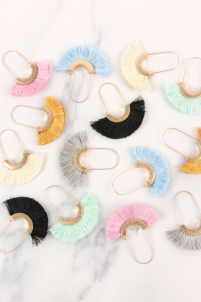 FRINGED FAN SHAPE EARRINGS