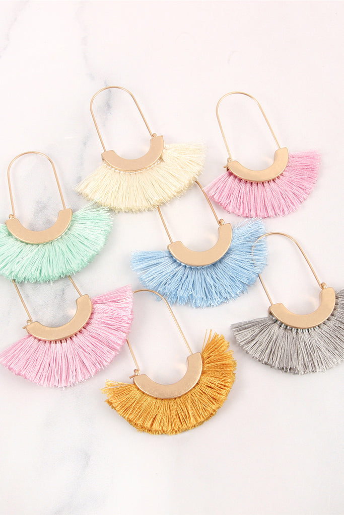 FRINGED FAN SHAPE EARRINGS