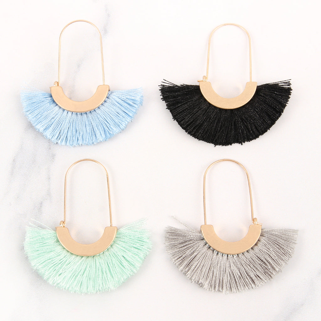 FRINGED FAN SHAPE EARRINGS