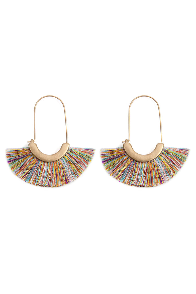 FRINGED FAN SHAPE EARRINGS