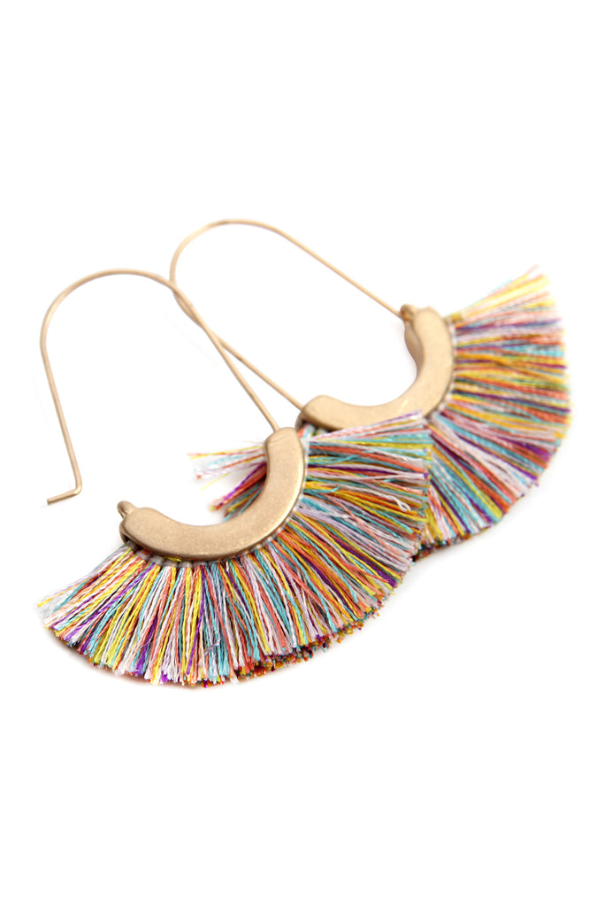 FRINGED FAN SHAPE EARRINGS