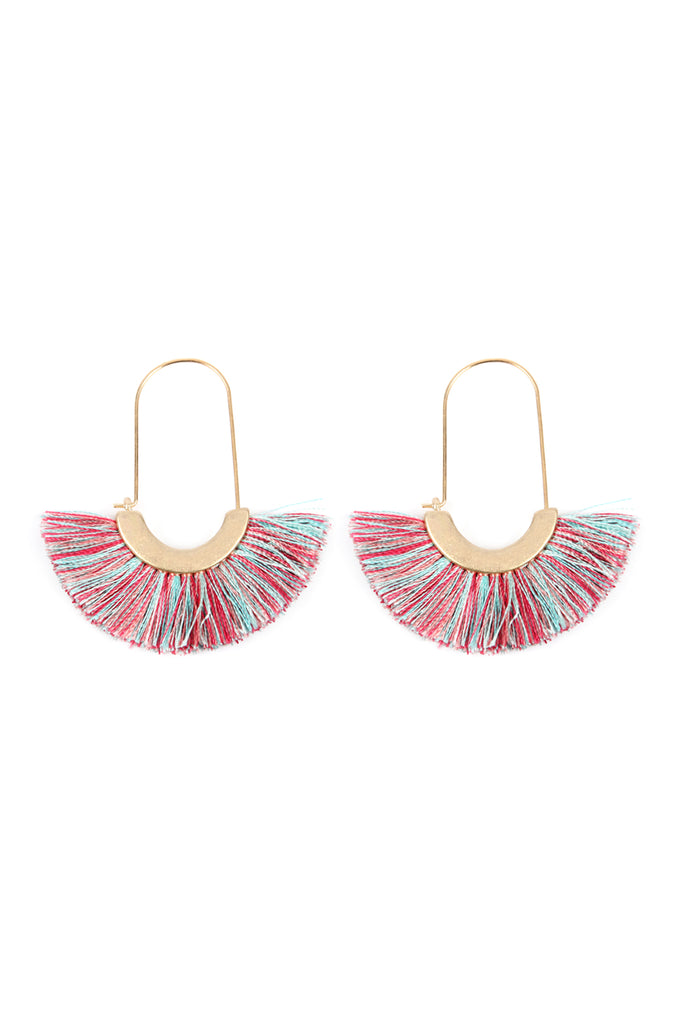 FRINGED FAN SHAPE EARRINGS