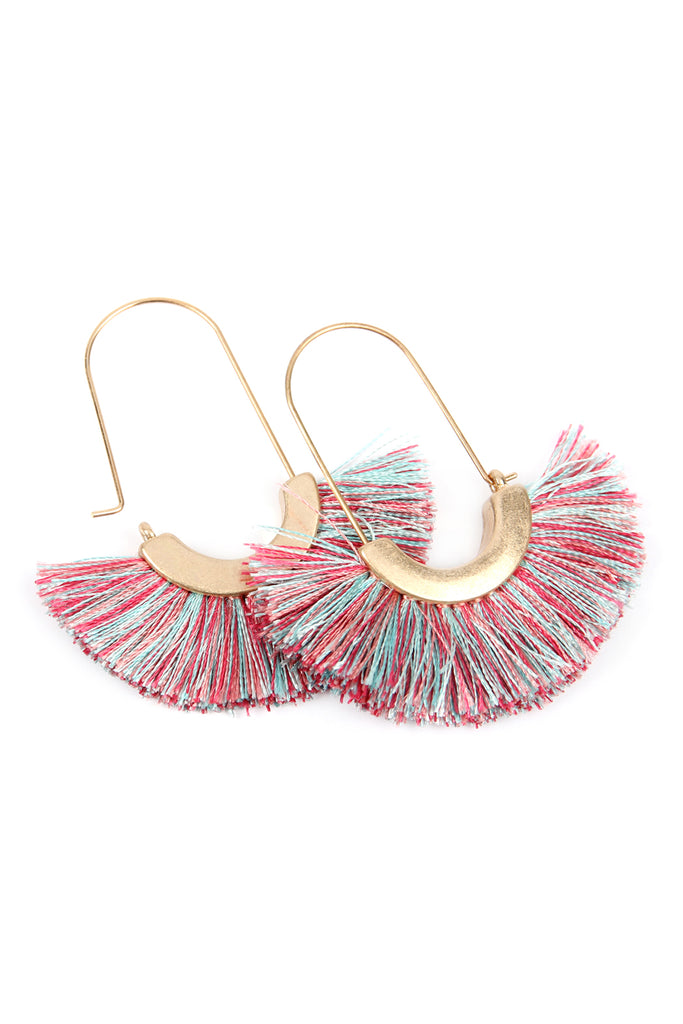 FRINGED FAN SHAPE EARRINGS