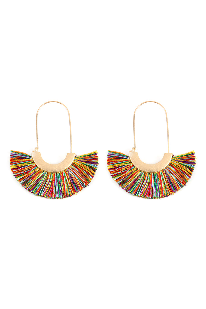 FRINGED FAN SHAPE EARRINGS