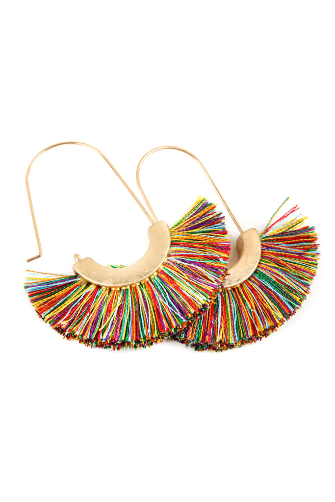 FRINGED FAN SHAPE EARRINGS