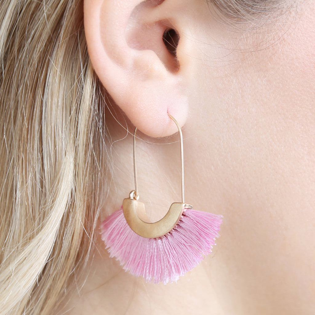 FRINGED FAN SHAPE EARRINGS