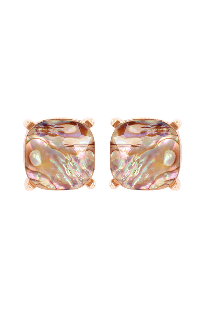 AE0088 - GLASS CUSHION POST EARRINGS