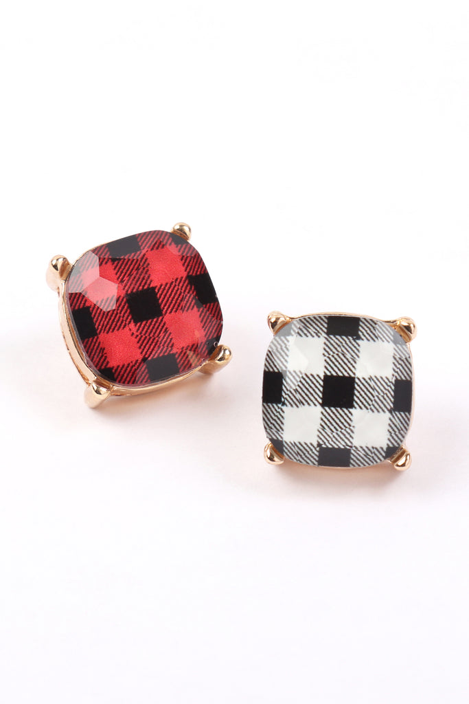 AE0088 - GLASS CUSHION POST EARRINGS