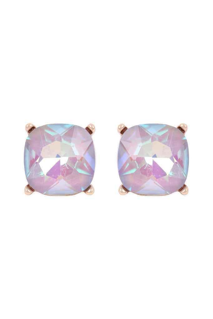 AE0088 - GLASS CUSHION POST EARRINGS