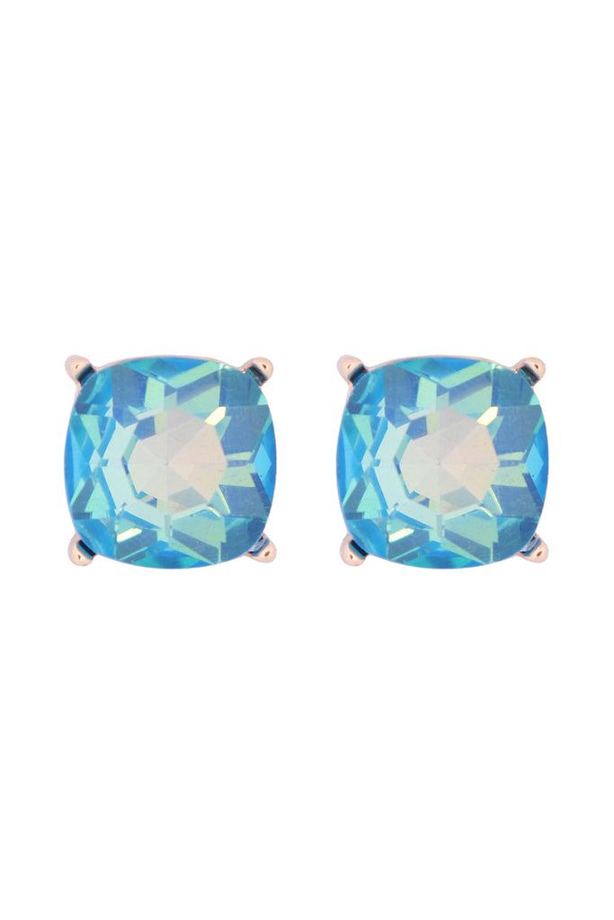 AE0088 - GLASS CUSHION POST EARRINGS