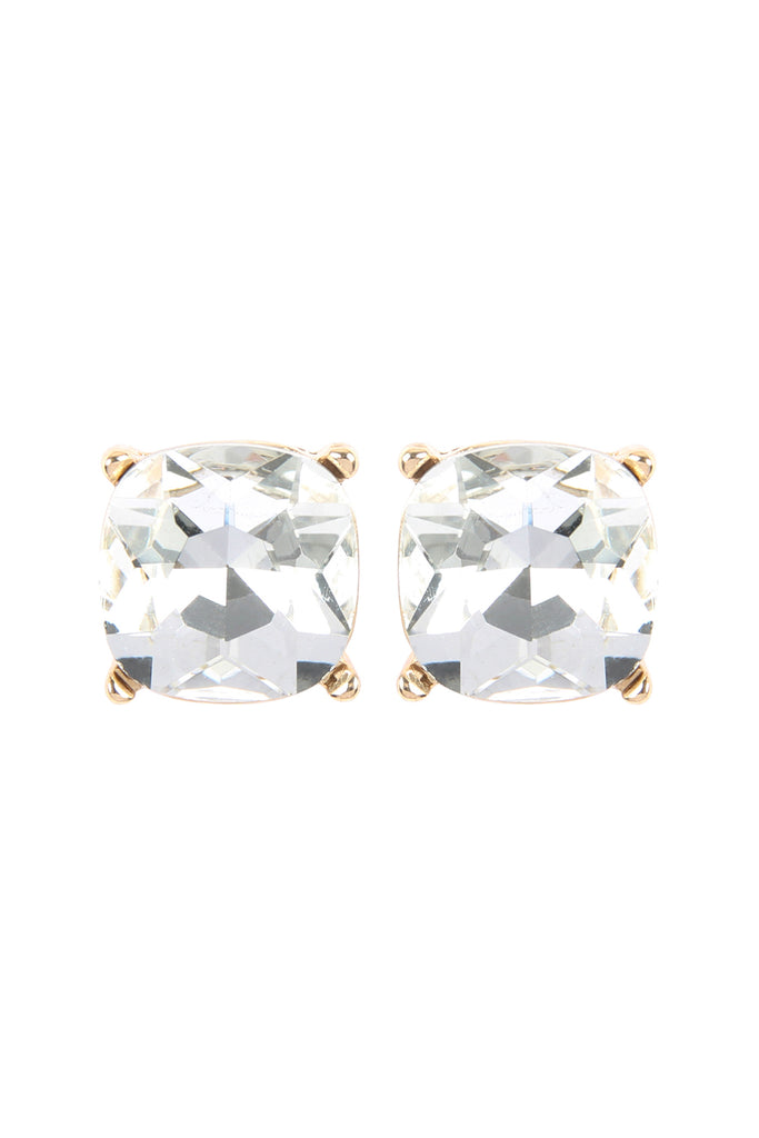 AE0088 - GLASS CUSHION POST EARRINGS