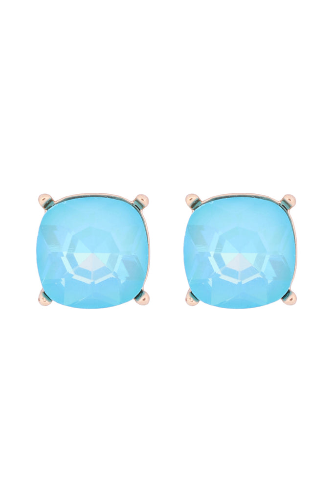 AE0088 - GLASS CUSHION POST EARRINGS