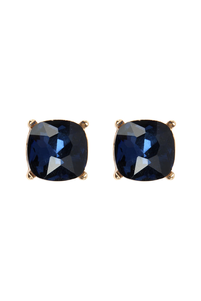 AE0088 - GLASS CUSHION POST EARRINGS