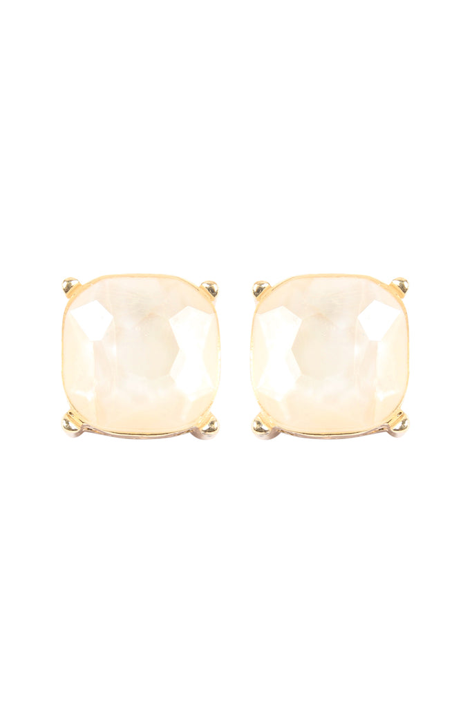 AE0088 - GLASS CUSHION POST EARRINGS