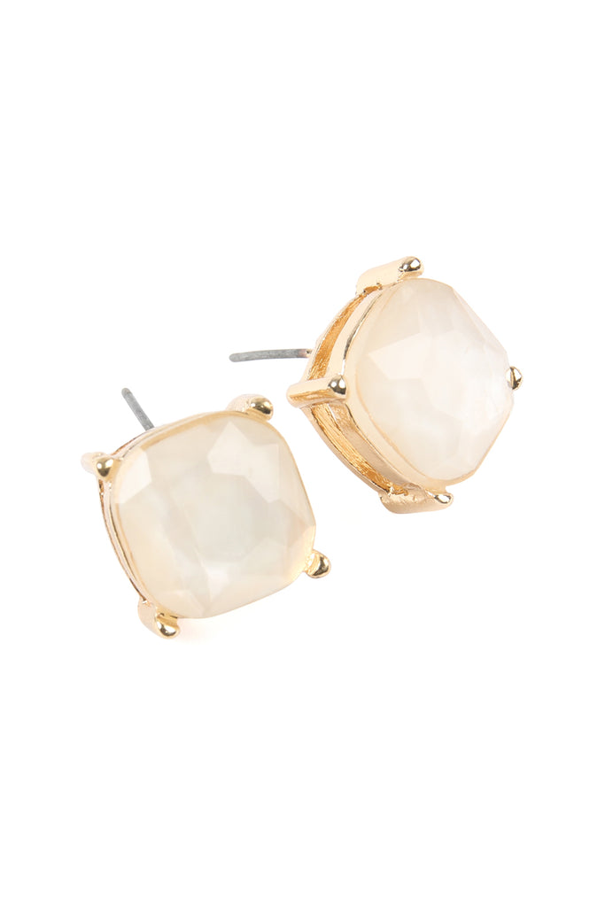 AE0088 - GLASS CUSHION POST EARRINGS