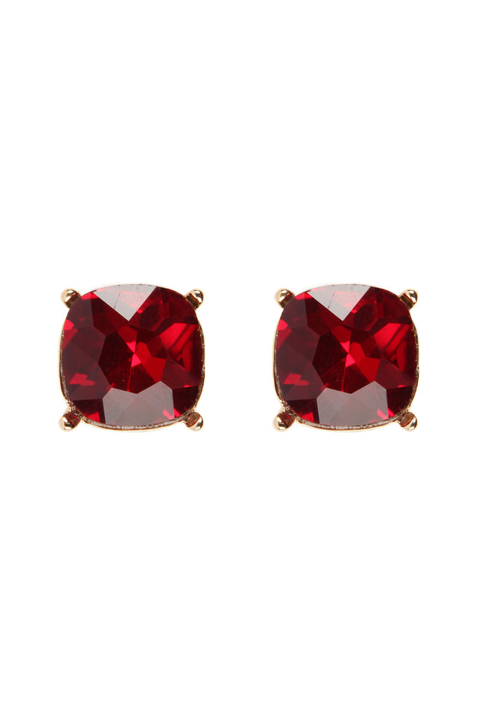 AE0088 - GLASS CUSHION POST EARRINGS