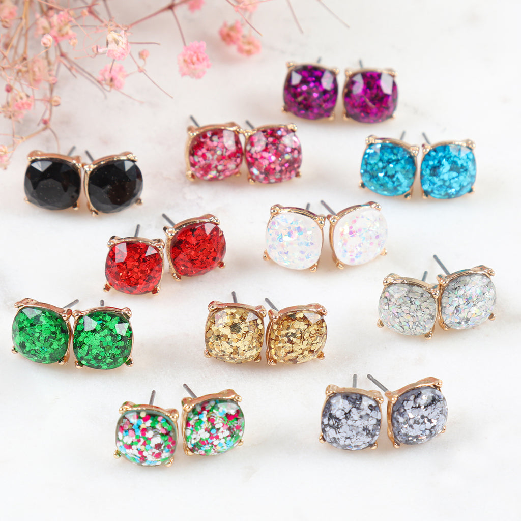 AE0336 - GLITTER EPOXY STUD EARRINGS