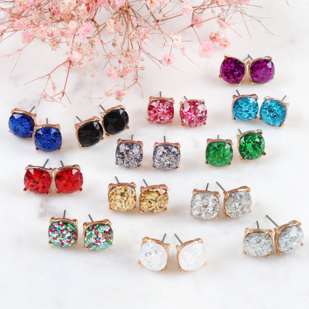 AE0336 - GLITTER EPOXY STUD EARRINGS