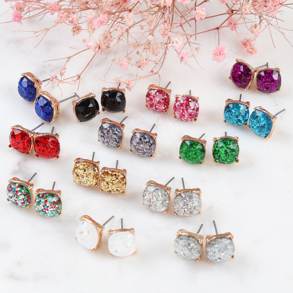 AE0336 - GLITTER EPOXY STUD EARRINGS