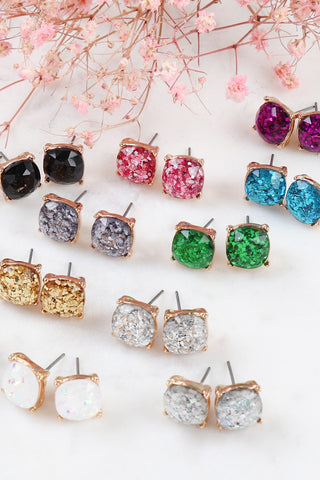 COLORED PAVE RHINESTONE HOOP EARRINGS