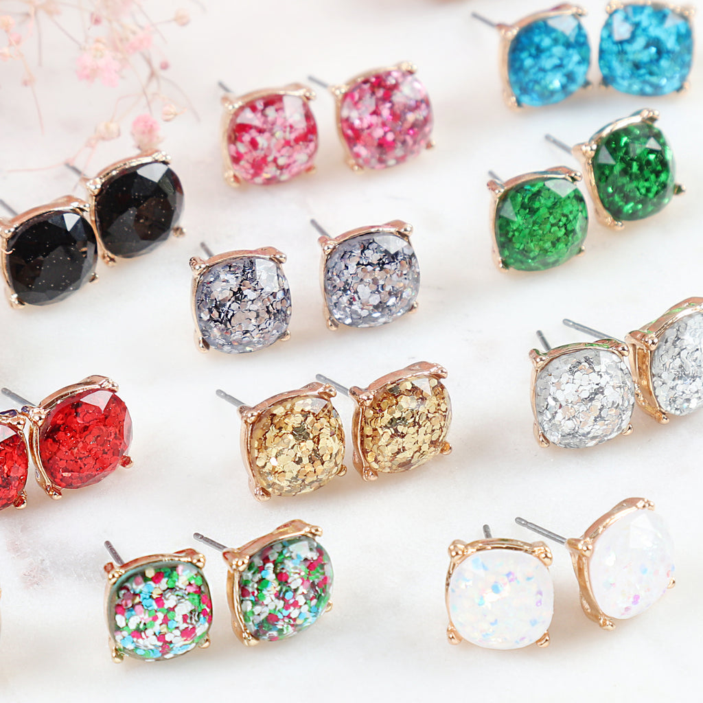 AE0336 - GLITTER EPOXY STUD EARRINGS