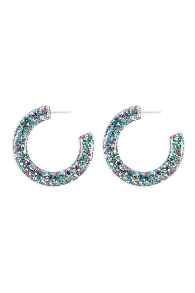 1.75" EPOXY GLITTER HOOP EARRINGS