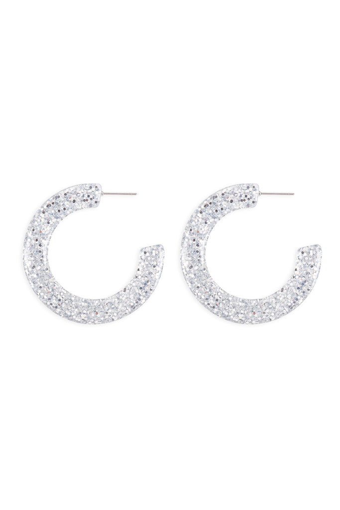 1.75" EPOXY GLITTER HOOP EARRINGS