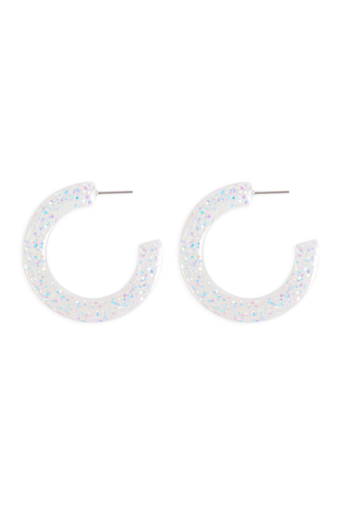 1.75" EPOXY GLITTER HOOP EARRINGS