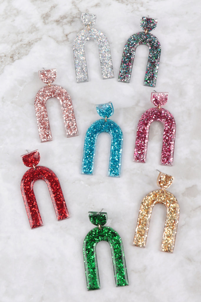 GLITTER EPOXY ARCH EARRINGS