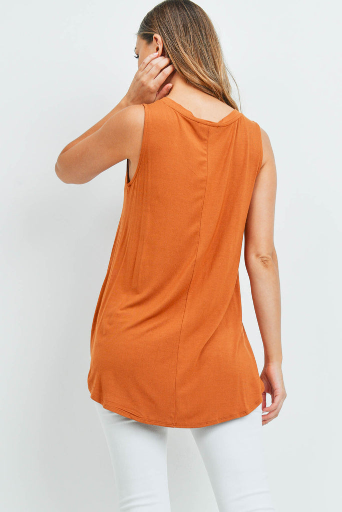Luxe Rayon Sleeveless V-Neck Hi-Low Hem Top