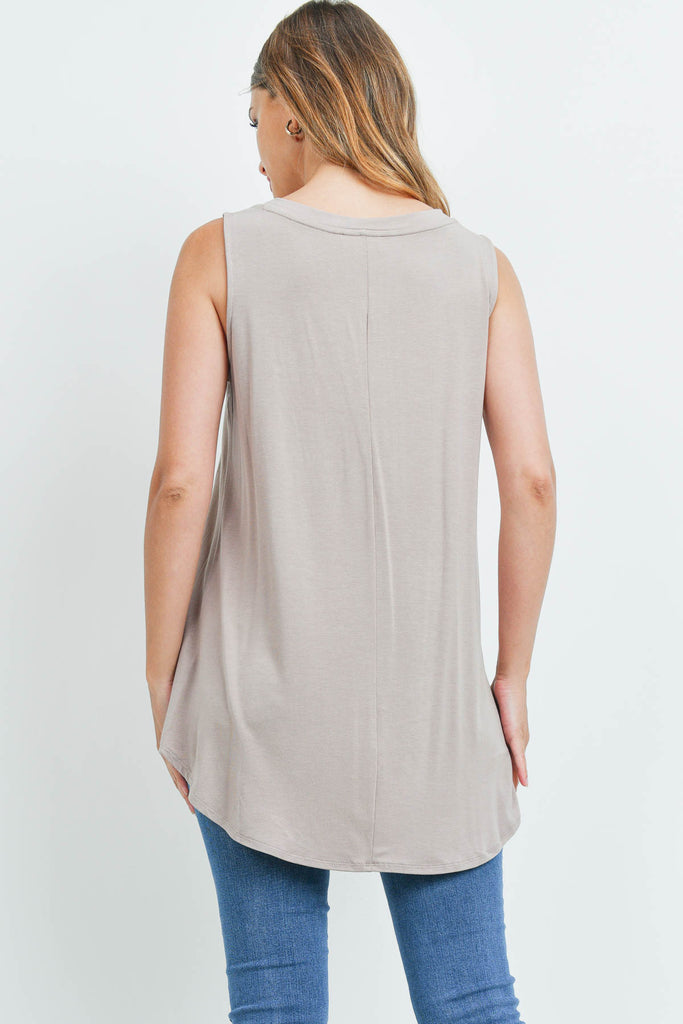 Luxe Rayon Sleeveless V-Neck Hi-Low Hem Top