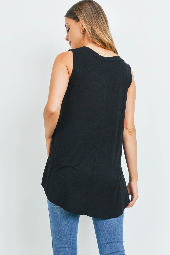 Luxe Rayon Sleeveless V-Neck Hi-Low Hem Top