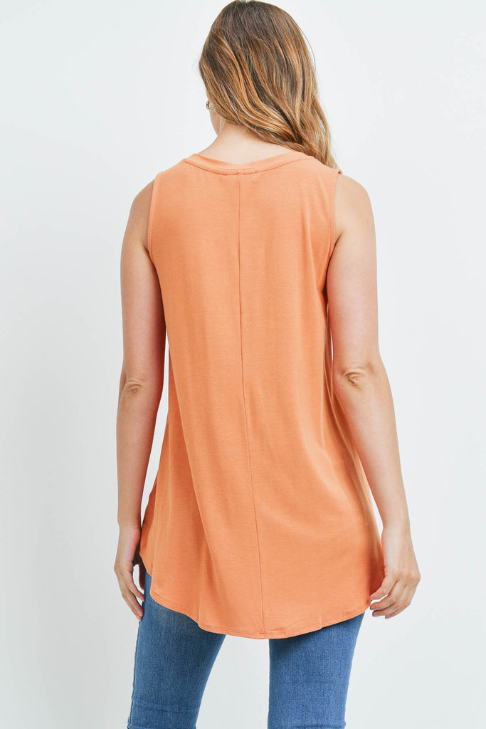 Luxe Rayon Sleeveless V-Neck Hi-Low Hem Top