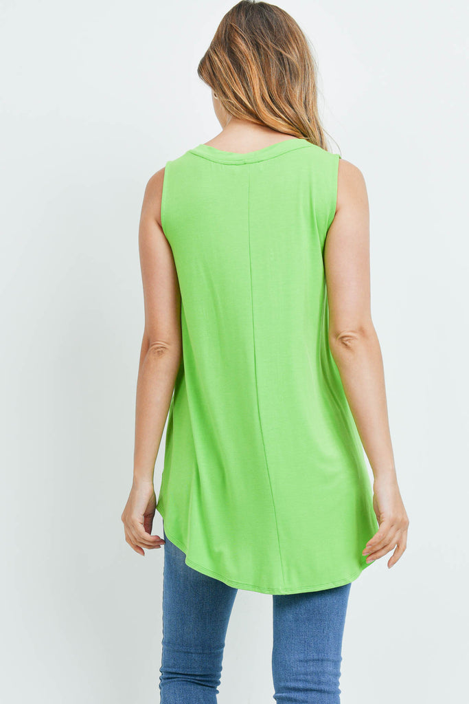 Luxe Rayon Sleeveless V-Neck Hi-Low Hem Top