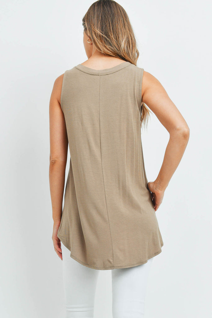 Luxe Rayon Sleeveless V-Neck Hi-Low Hem Top