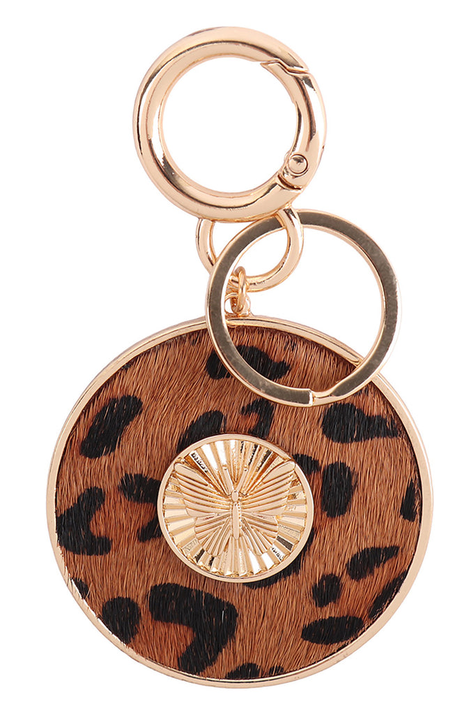 3.5" BUTTERFLY ENGRAVED WITH REAL CALF HAIR LEATHER KEYCHAIN