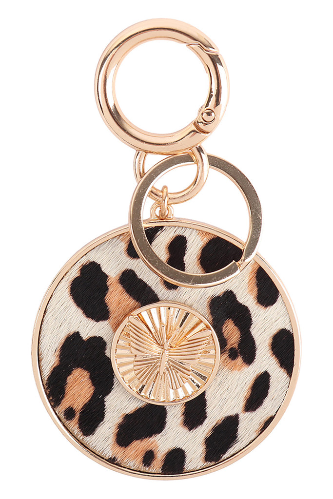 3.5" BUTTERFLY ENGRAVED WITH REAL CALF HAIR LEATHER KEYCHAIN