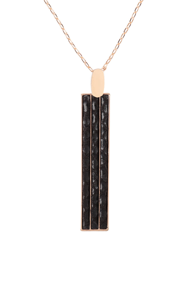 SNAKE SKIN BAR SHAPED PU LEATHER LONG NECKLACE