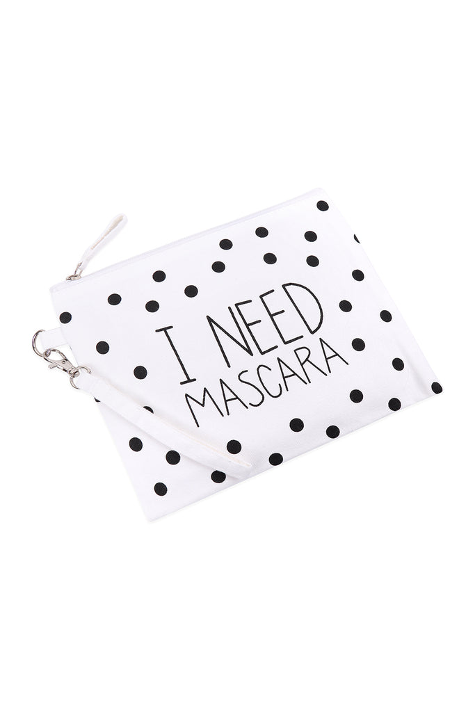 "I NEED MASCARA" COSMETIC POUCH
