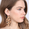 Metal Cork Pattern Animal Fringe Marquise Earrings