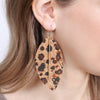 Metal Cork Pattern Animal Fringe Marquise Earrings