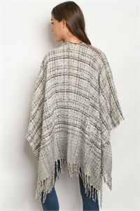 P4029 - GRAY IVORY SHAWL CAPE
