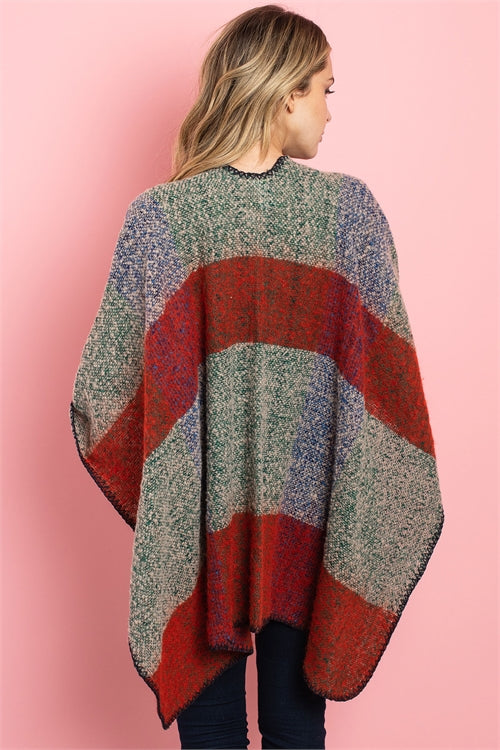 P4033 - BRICK GREEN CHECKERED PONCHO