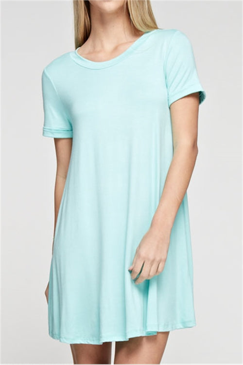 Short Sleeve Solid Tunic Dress