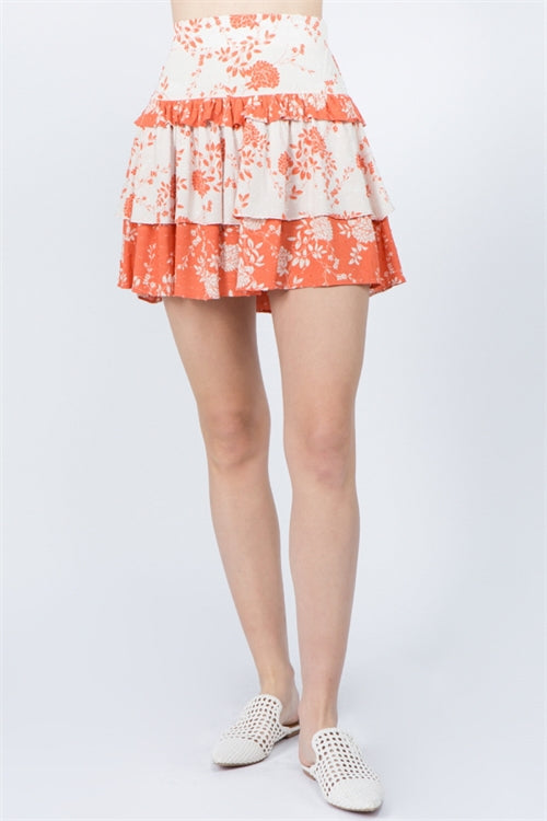 Floral Ruffle Skirt - S30593