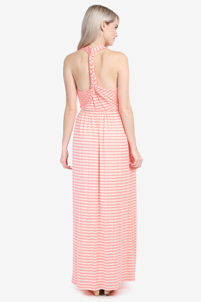 T-STRAP BACK STRIPED MAXI DRESS