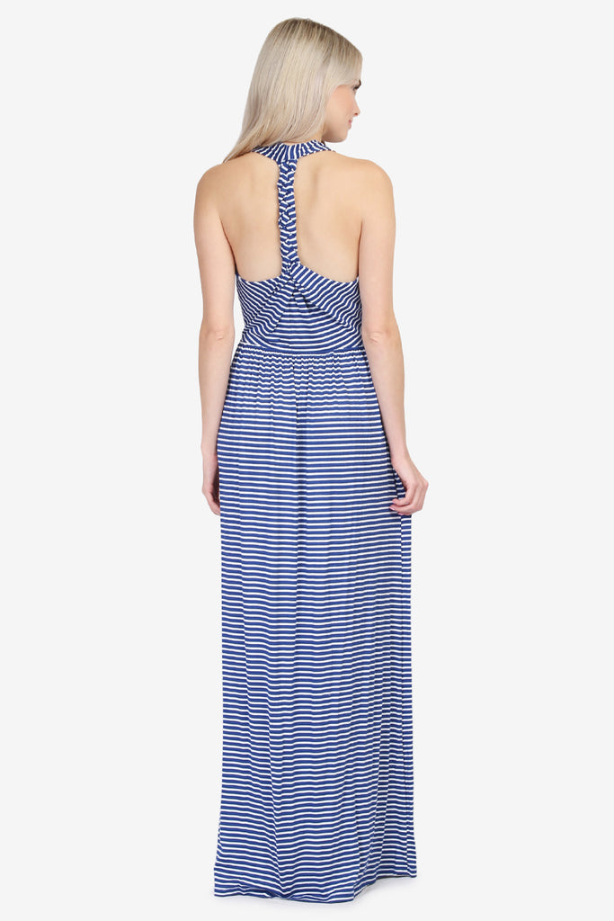 T-STRAP BACK STRIPED MAXI DRESS