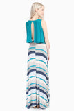 Open Back Contrasting Sleeveless Maxi Dress