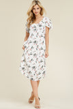 Short Ruffled Sleeve Floral Print Maxi Dress