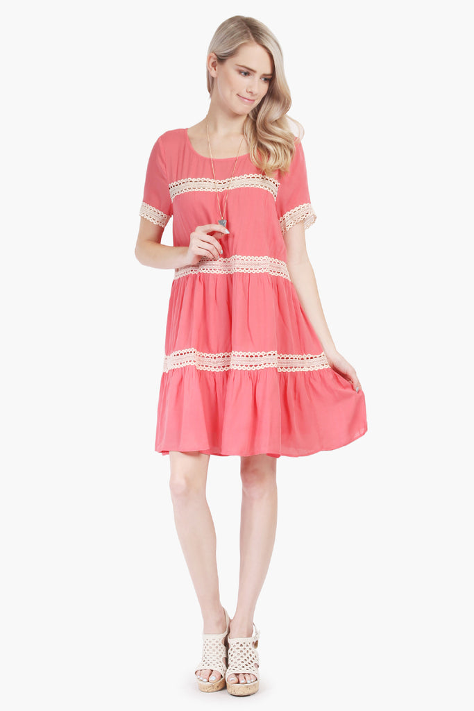 Lace Lightweight Short Sleeve Tunic Dress